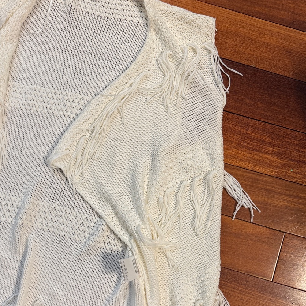 MARBLE Cream Knit Fringe Vest